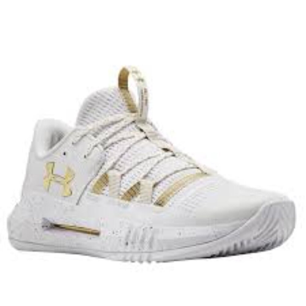 Under Armour Women's Block City 2.0 Volleyball Shoe, White/Gold, 11🏐